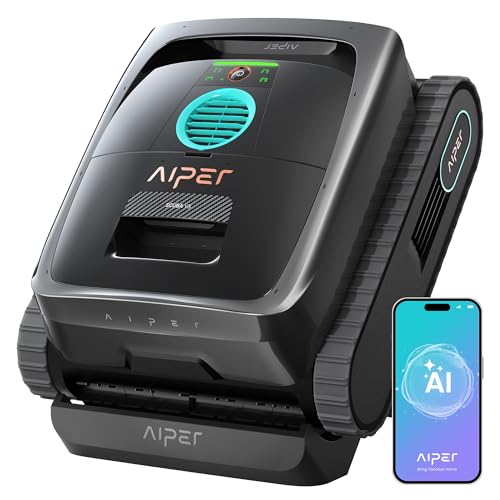 AIPER Scuba V3 AI Vision Cordless Robotic Pool Cleaner, Include Wireless Charging Dock, Smart Waterline Parking & Featherlight Design, Micromesh Multi-Layer Filtration, Grey