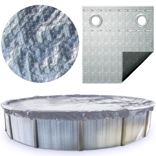 SWIMLINE HYDROTOOLS Silver King Heavy Duty Winter Pool Cover for Above Ground Swimming Pools | for 21 X 42 FT Oval Pools | 25 X 46 FT Cover Size | Silver/Black | Winch & Cable Included | PCO142546